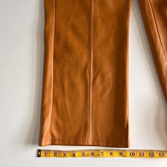 7 For All Mankind Camel Faux Leather Lined Front Stitched Leather PantSize Large - Picture 13 of 14